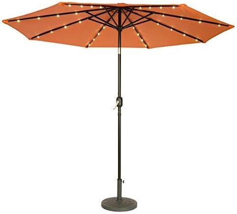 Amazon Com Deluxe Solar Powered Led Lighted Patio Umbrella 9 By Trademark Innovations Orange Garden Outdoor
