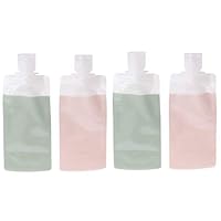 Hoocozi 4Pcs Space-Saving Travel Bottles Set, Leakproof Refillable Empty Containers, Squeezable Travel Bags Sets Cosmetic Toiletry Holders for Shampoo Lotion Soap(3 FL OZ)