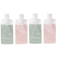 Hoocozi 4Pcs Space-Saving Travel Bottles Set, Leakproof Refillable Empty Containers, Squeezable Travel Bags Sets Cosmetic Toiletry Holders for Shampoo Lotion Soap(3 FL OZ)