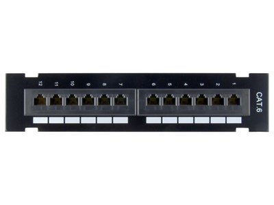 12 Port CAT6 Wall Mount Mount Patch Panel - 1U