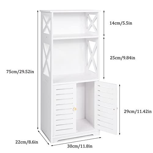 Tiasott Bathroom Floor Storage Cabinet,Bathroom Storage Furniture Home Organizer Shelf Rack Waterproof Bathroom Cabinet,Free Standing Cabinet with Shelf,Corner Cabinet,30 x 22 x 75cm,White.