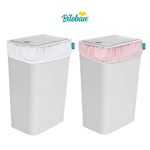 Biloban Diaper Pail Wet Bags 2 Pack, Water-Resistant Washable Diaper Pail Liner for Cloth Diaper, Laundry Garbage Trash Can Travel, White + Pink