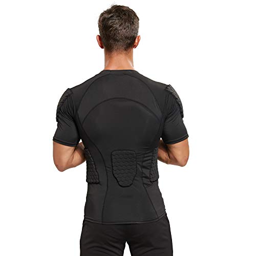 image for Zicac Men's Sports Shock Rash Guard Compression Padded Shirt Soccer Ba