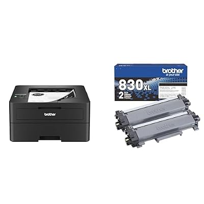 Brother HLL2460DW Printer and TN830XL 2-Pack Black High Yield Toner
