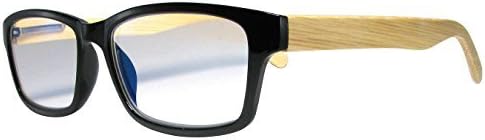 Reading Glasses For Men And Women, Black Frames W/ Bamboo Temples Strength +2.5