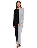 Verdusa Women's Color Block Long Sleeve Plus Size Caftan Casual Loose Maxi Dress