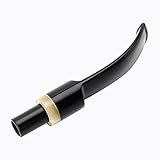 OLD FOX Bent Tobacco Pipe Stem Replacement Mouthpiece with Horn Ring Fit 9mm Pipe Filters Charcoal Pipe Filters BE0120
