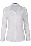 SUNNOW Women Simple White Collared Long Sleeves Blouse With Button