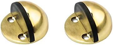 Eforlike 2 Pcs Solid Stainless Steel Floor Door Stopper,3M Self Adhesive Oval Hooded Door Stop (Gold)
