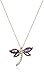 Jewelili 10K Yellow Gold Amethyst and Mystic Topaz with Diamond Dragonfly Pendant Necklace, 18