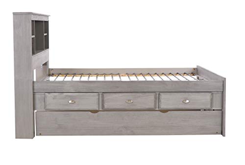 Discovery World Furniture Charcoal Full Bookcase Bed with 3 Drawers and Trundle