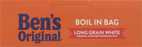 BEN’S ORIGINAL ENRICHED PARBOILED LONG GRAIN WHITE RICE, BOIL IN BAG RICE, 15.8 OZ BOX (PACK OF 12)
