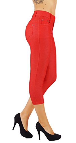 5StarsLine Women's Jean Look Jeggings Tights Slim Fit Pull Up Pants Solid Colors Full Length and Capri Casual Leggings S-3X