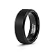 LerchPhi Mens 8mm Black Tungsten Carbide Ring Matte Brushed with Bevelled Edge Free Personalized Custom Name Date Coordinates Engrave Supported Comfort Fit Wedding Band