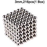 3mm Magnetic Fidget Blocks Ball, EVERMARKET Magnetic Sculpture Toy for Intelligence Development, a Great Toy for Office, Home, and Everywhere - with a Metal Gift Box (216 pcs,1 Box)