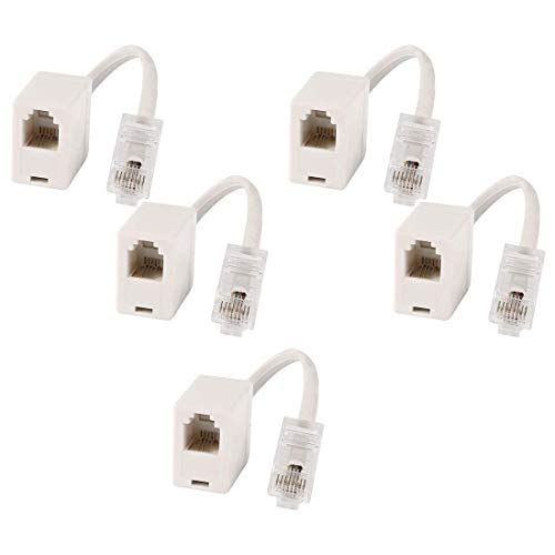 Yohii Telephone Coupler RJ11 6P4C Female to Ethernet RJ45 8P8C Male Adapter Converter Pack of 5