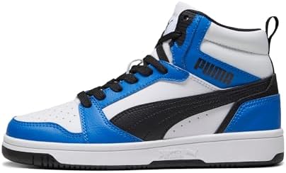 Rebound V6 Mid Jr, Scarpe da ginnastica Unisex - Bambini e ragazzi, Puma White Puma Black Racing Blue, 36 EU