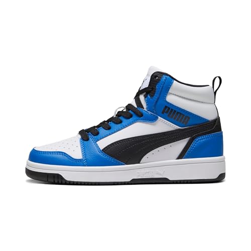 Unisex Kinder Rebound V6 Mid Jr Sneaker, Puma White Puma Black Racing Blue, 36 EU