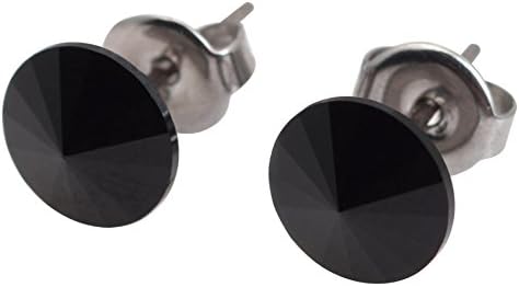 galaxyjewelry ONYX Black Titanium Post Earring Stud, No Allergic Reaction