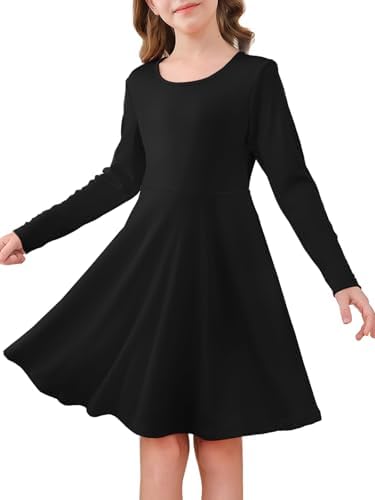 skater dresses for 12 year olds Amazon.com: Yoklass Girls Long Sleeve Basic Dress Casual A Line Ruffle  Twirly School Skater Dresses Black 4-5 Years: Clothing, Shoes & Jewelry