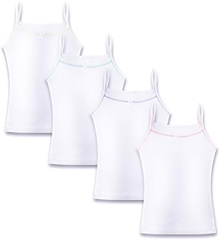 Jack and Jill Girls Ultra Soft 100% cotton White Camisole Tank Top undershirts (4 Pack)
