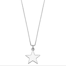 Women's Engravable 925 Sterling Silver 15MM Polished Star I.D. Charm on 18