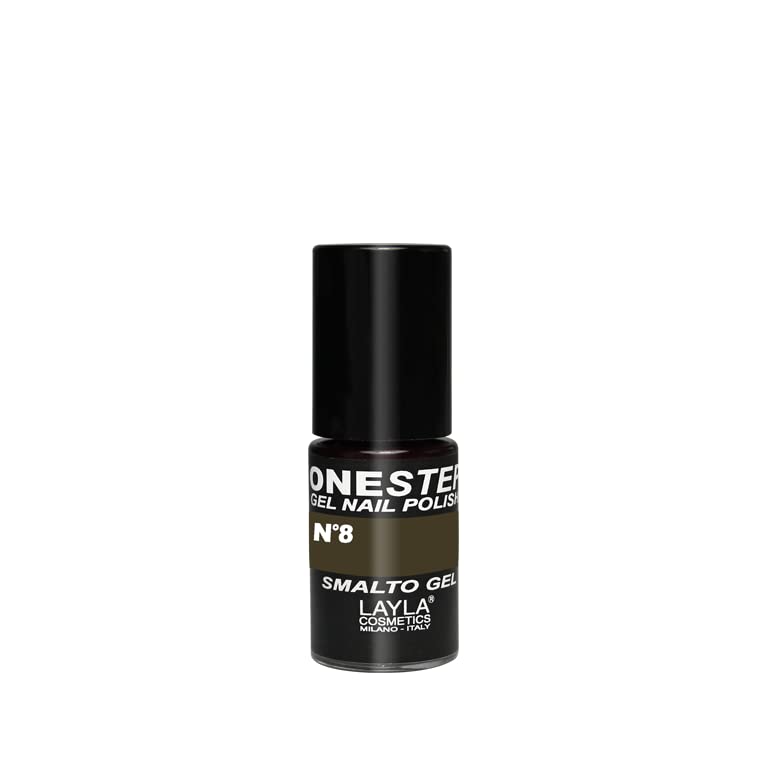 ONE STEP Smalto Semipermanente in Gel 3-in-1 Veloce e Facile Applicazione Durata 3 Settimane Alta Pigmentazione Senza Strato di Dispersione 5ML Layla Cosmetics N.8 ANTHRACITE (Grigio)