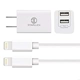 Wall Chargers with 2x6 FT iPhone Charging Cables,Sharllen Dual Port USB Plug Power Adapter Travel iPhone Charger Cord Compatible iPhone Xs/Max/XR/X/8 Plus/8/7/7Plus/6s P/6/6P/iPad/iPod White 3 Pack