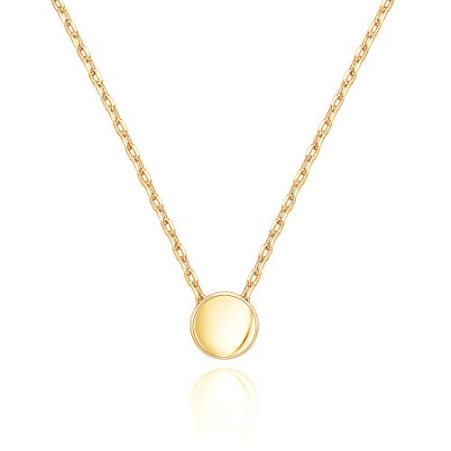 image for PAVOI 14K Yellow Gold Plated Tiny Dot Necklace Round Circle Pendant Ne