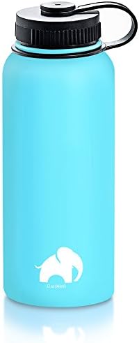Stainless Steel Water Bottle By Cool Elephant - 32 oz Water Bottle - Insulated Thermo - Double Walled Wide Mouth Tumbler – Leak &amp; Sweat Proof Flask - Non-Toxic BPA Free -Cold/Hot Drinks For 12 Hours