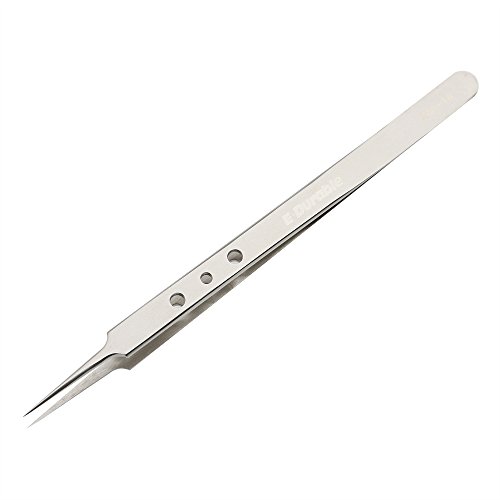 E.Durable Very Fine Tip Tweezers - Straight Tapered Ultra Fine Point Professional Micro Precision Tweezers, Stainless Steel (Model 1)