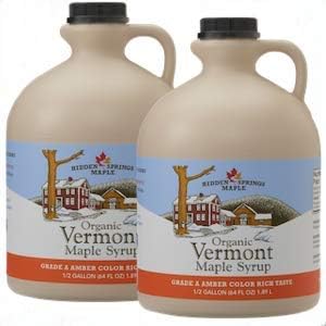 Hidden Springs Organic Vermont Maple Syrup - Amber Rich, Gallon