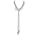 LUX ACCESSORIES Boho Black Suede and Burnish Silver Lariat Wrap Choker Necklace