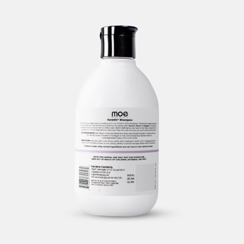 Moe Keratin Plus Pet Shampoo for Dogs and Cats - Repair and Strengthening Damaged Fur, Natural Plant Based Ingredients, Sulfate & Paraben Free, pH Balanced, 300 ML