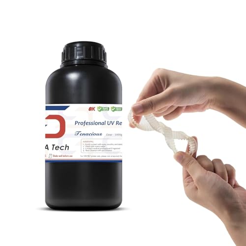 Siraya Tech Tenacious 3D-Druckerharz Flexibles 405 nm UV-härtendes Harz mit hoher Schlagfestigkeit Standard-Fotopolymerharz für LCD-DLP-3D-Druck (1000 g, transp