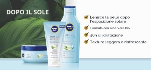 After Sun Sensitive Gel-Crema (1 x 175 ml), crema calmante con aloe vera, crema hidratante para piel sensible y con alergia al sol