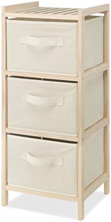 Whitmor 3 Drawer Wood Chest - Compact Design - Pull Out Fabric Bins