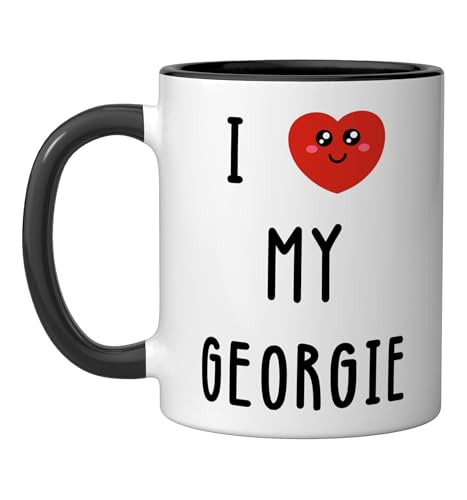 I Love My Georgie Name Ceramic Mug, Black/White