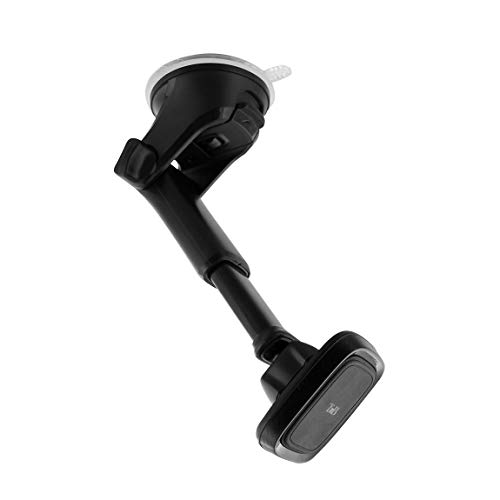 T'nB Sora Magnetic Car Phone Holder - 6 Powerful Magnets - Adjustable Arm - 360° Rotation - 2 in 1 Suction Cup - Carbon Finish - Black