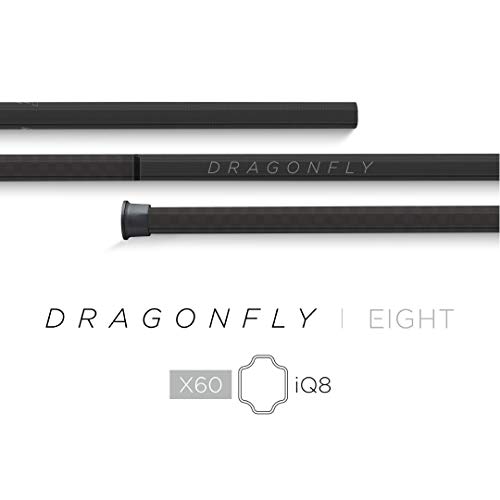 Epoch Lacrosse Shaft - Dragonlfy | 8, 60" Mid-Flex iQ8, Xtreme Concave Geometry, Made in USA, Removable End Cap, 1-Year Warranty, Carbon Black