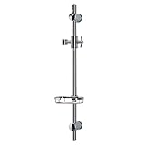 PULSE ShowerSpas 1010-CH Adjustable Slide Bar for Hand Shower with Wire Basket Soap Dish, Polished Chrome