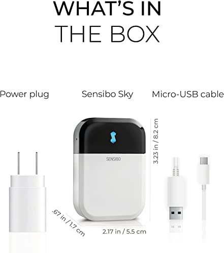 Sensibo Sky, Smart Wireless Air Conditioner Controller. Quick & Easy DIY Installation. Maintains Comfort with Energy Efficient. Automatic Wifi Thermostat Control App. Google, Alexa and Siri Compatible