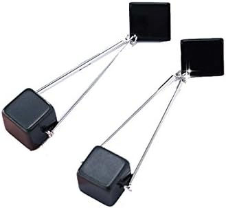 SYW Cube Stud Dangle Earrings Hypoallergenic Fashion Jewelry (Silver)