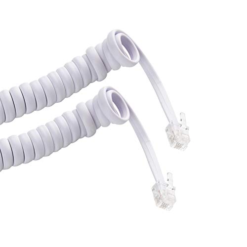 Telephone Cord Handset Curly - Phone Color Choctaw White 15ft - Works on virtually All Trimline Phones and Princess Telephones