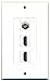 RiteAV - 2 HDMI and 1 Coax Cable TV F Type Port Wall Plate White Decorative