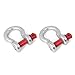 Rugged Ridge | D-Ring Shackle Kit, 7/8 inch, Silver with Red pin, Steel, Pair | 11235.03