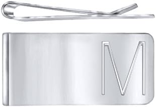 Men Initial Engraved Personalized Custom Silver Money Clip Perfect Gift - M