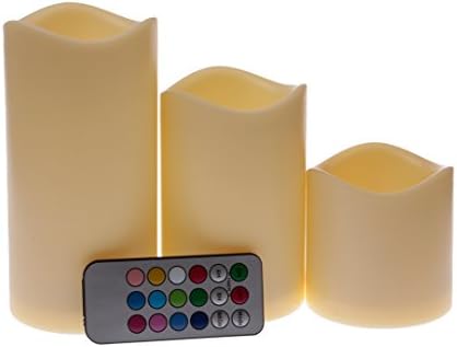 Cozytek Flameless Candles Flickering Luminara Led Light Candles Battery Powered with 12 Key-Remote control 4/8 Hours Timers 3Sets of Wax Pillars 3x4.5x6in for Seasonal &amp; Festival Celebration Lvory