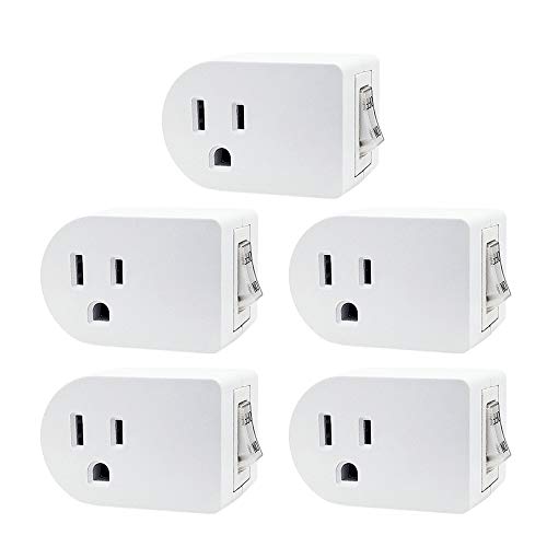 Uninex PS27 Single Grounded Outlet On/Off Power Switch with Amber Light, ETL Listed, White, 5-Pack