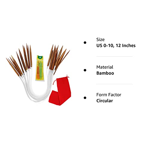 KnitPal 12inch (30cm) Short Circular Knitting Needles Set with 11